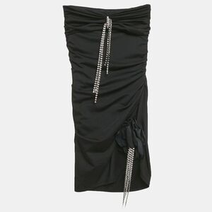 Area Black Jersey Crystal Embellished Strapless Mini Dress Xxs